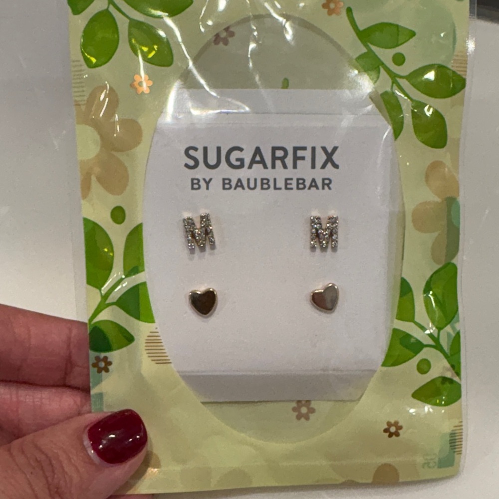 SUGARFIX by BaubleBar Gold Heart and Initial Earrings